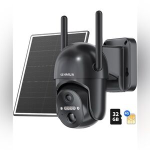 4G LTE Cellular Solar Security Camera Wireless Outdoor, No WiFi Solar Powered